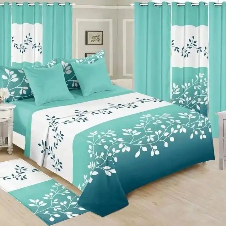 Premium King Size 3D Bed Sheet & Curtain Combo