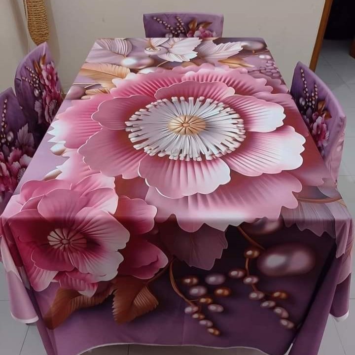 3D Dinig Table Cover with chair set