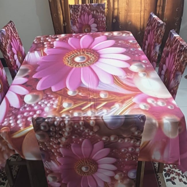 3D Dinig Table Cover with chair set